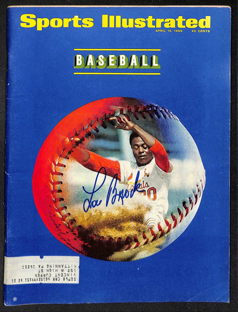 Lou Brock HOF Signed/Autographed 1968 Sports Illustrated Magazine JSA 215058