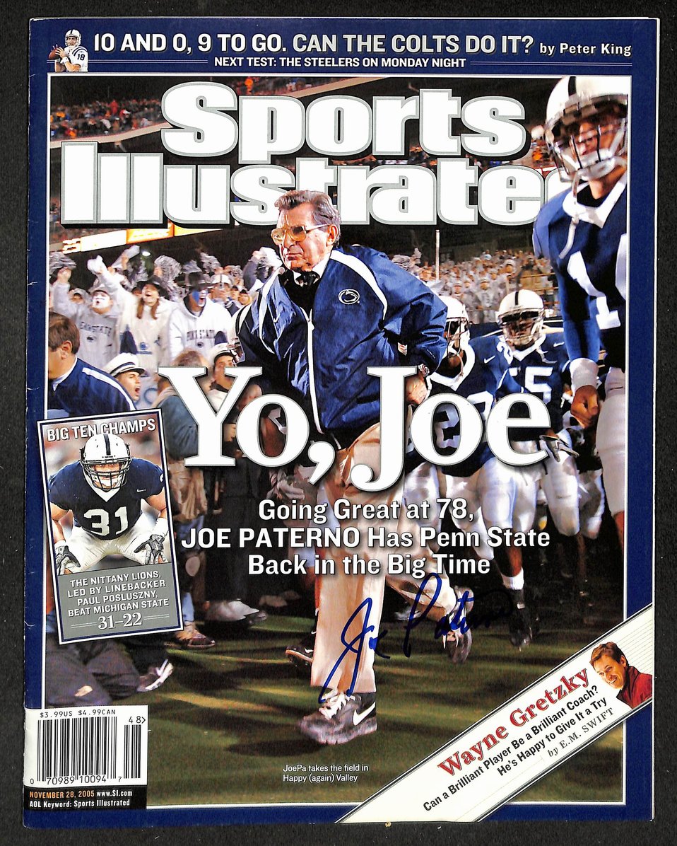 Joe Paterno Signed/Autographed 2005 Sports Illustrated No Label JSA 215097