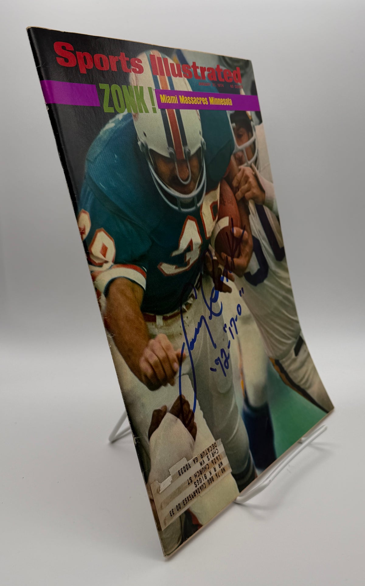 Larry Csonka HOF Signed/Autographed 1974 Sports Illustrated Magazine JSA 215098