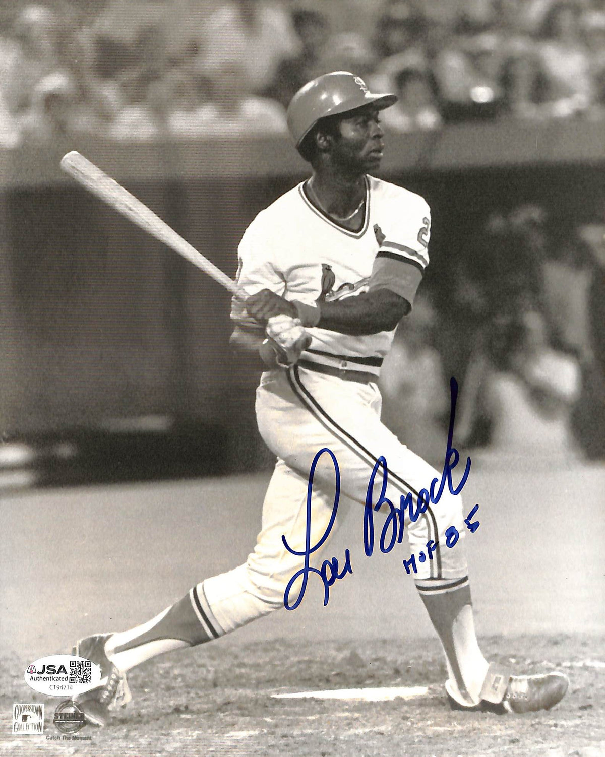Lou Brock HOF Signed/Autographed 8x10 Photo Cardinals JSA 215223