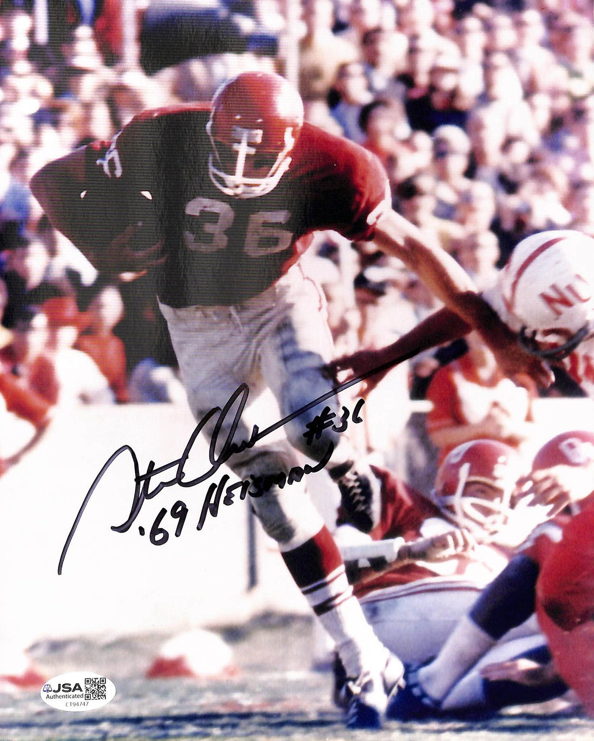 Steve Owens Signed/Autographed 8x10 Photo Heisman Oklahoma JSA 215258