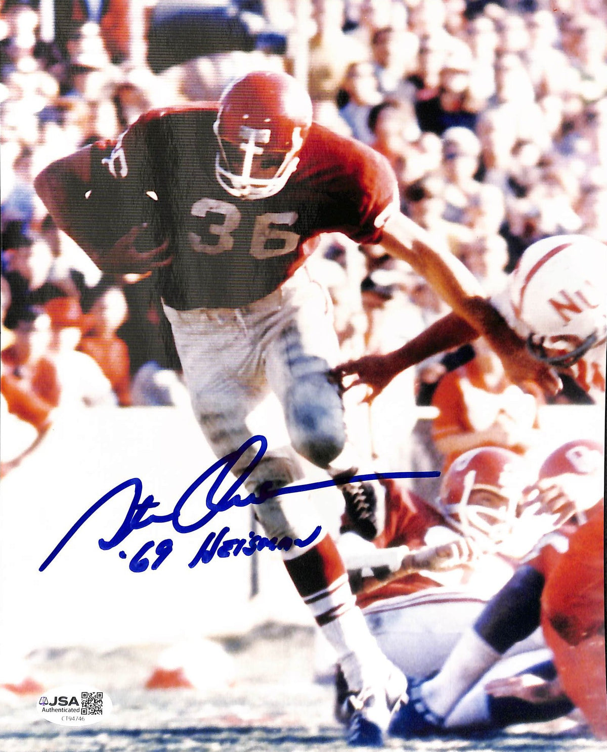 Steve Owens Signed/Autographed 8x10 Photo Heisman Oklahoma JSA 215259
