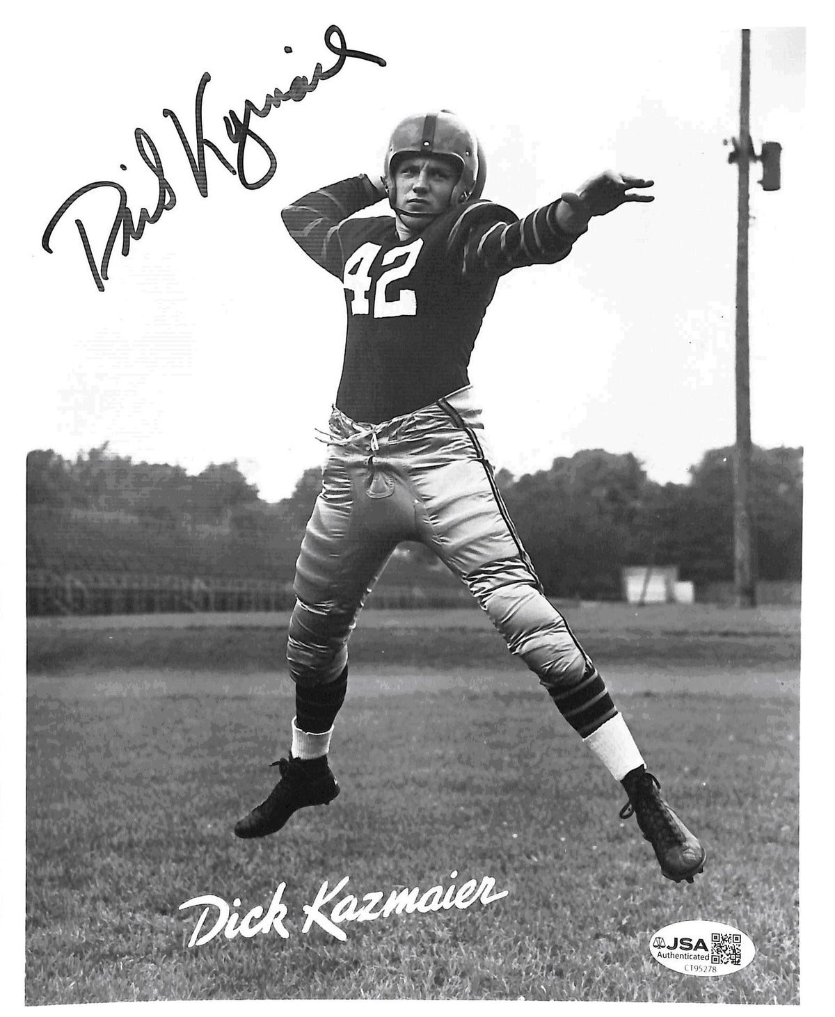 Dick Kazmaier Signed/Autographed 8x10 Photo Heisman Princeton Tigers JSA 215283
