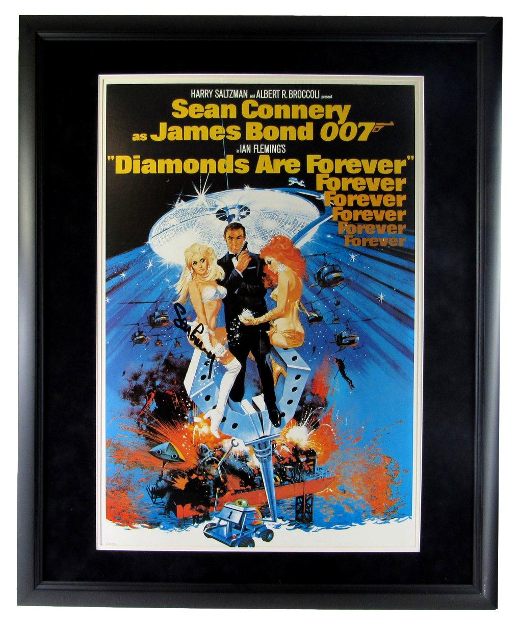 Sean Connery Signed Original Movie Poster Diamonds are Forever Framed JSA LOA
