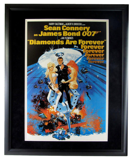 Sean Connery Signed Original Movie Poster Diamonds are Forever Framed JSA LOA