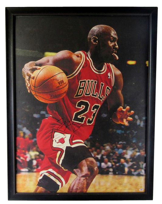 Michael Jordan Chicago Bulls HOF Signed Oversized Canvas Framed PSA/DNA LOA 5337