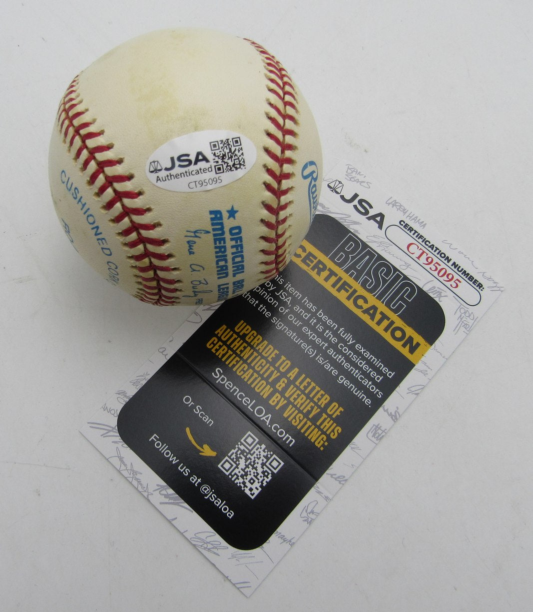 Larry Doby HOF Single Signed/Autographed OAL Baseball Indians JSA 215290