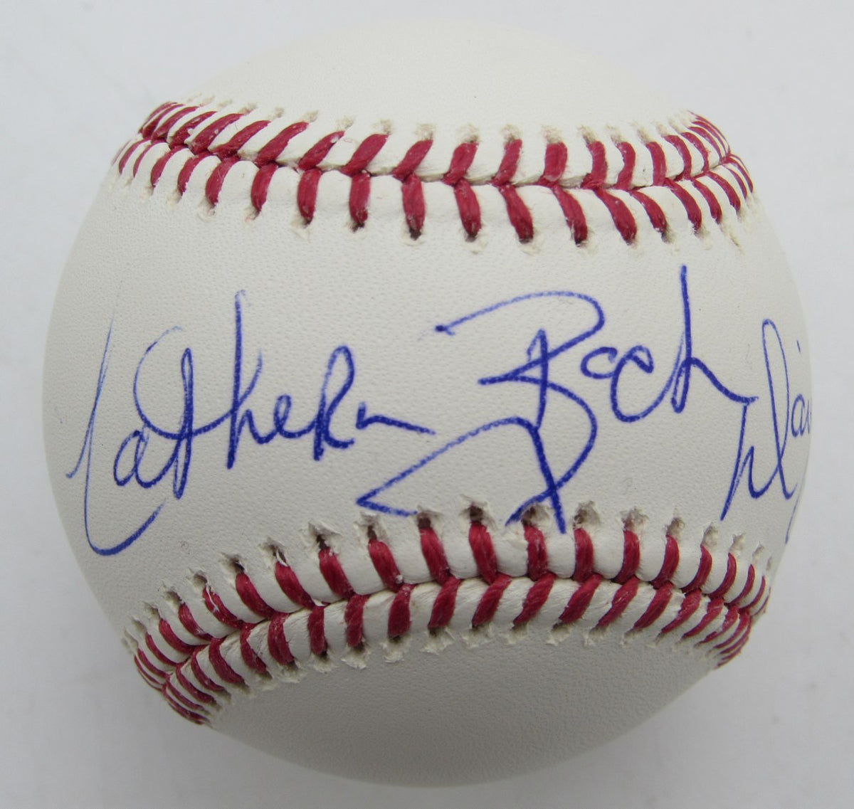 Catherine Bach Single Signed/Inscr OML Baseball "Dukes of Hazzard" JSA 215333