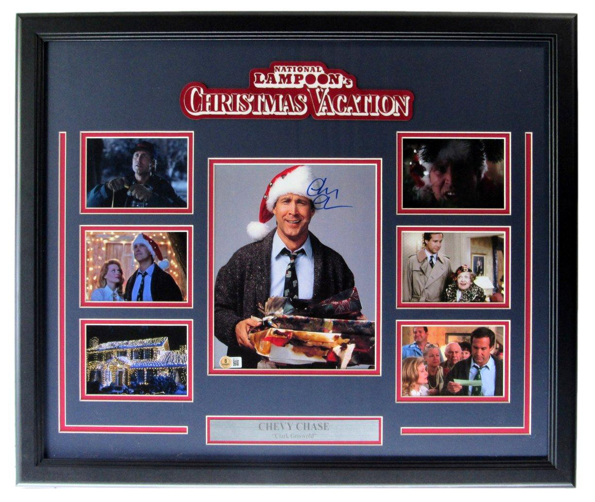 Chevy Chase Signed 8x10 Photo Collage "Christmas Vacation" Framed Beckett 215347