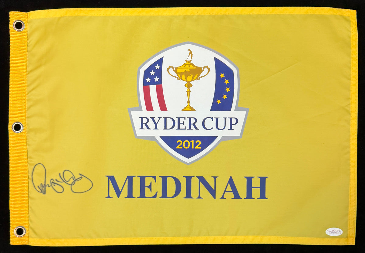 Rory McIlroy Signed/Autographed 2012 Ryder Cup Medinah Pin Flag JSA 215468