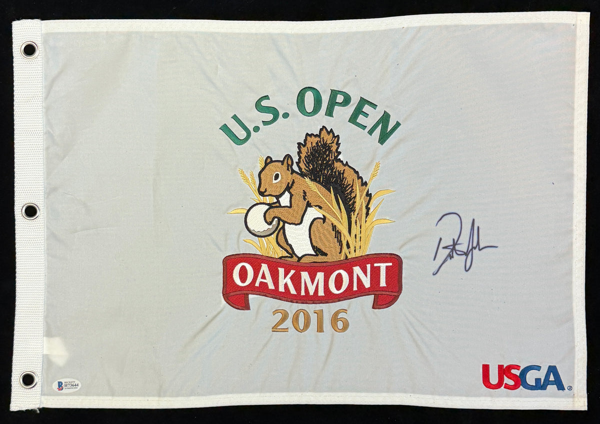Dustin Johnson Signed/Auto 2016 U.S. Open Oakmont Pin Flag Beckett 215470