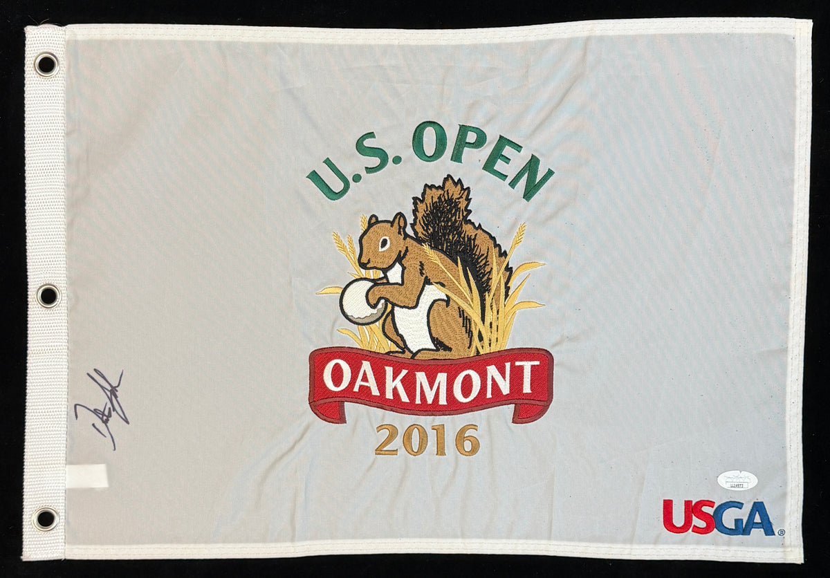 Dustin Johnson Signed/Auto 2016 U.S. Open Oakmont Pin Flag JSA 215473