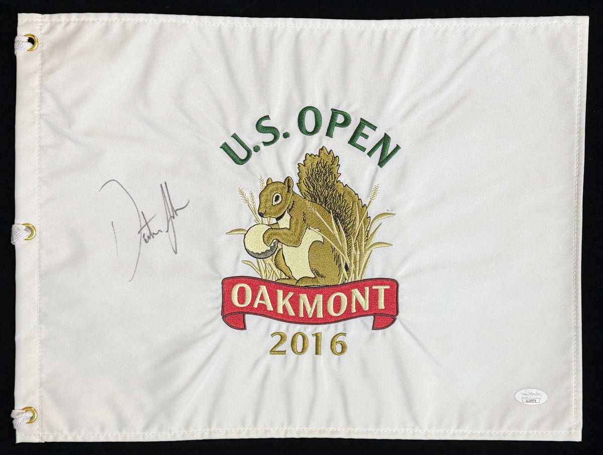 Dustin Johnson Signed/Auto 2016 U.S. Open Oakmont Pin Flag JSA 215480