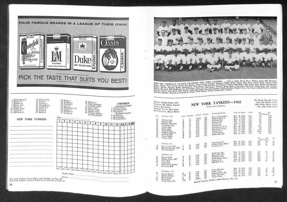 1962 World Series Program New York Yankees vs. San Francisco Giants 215489