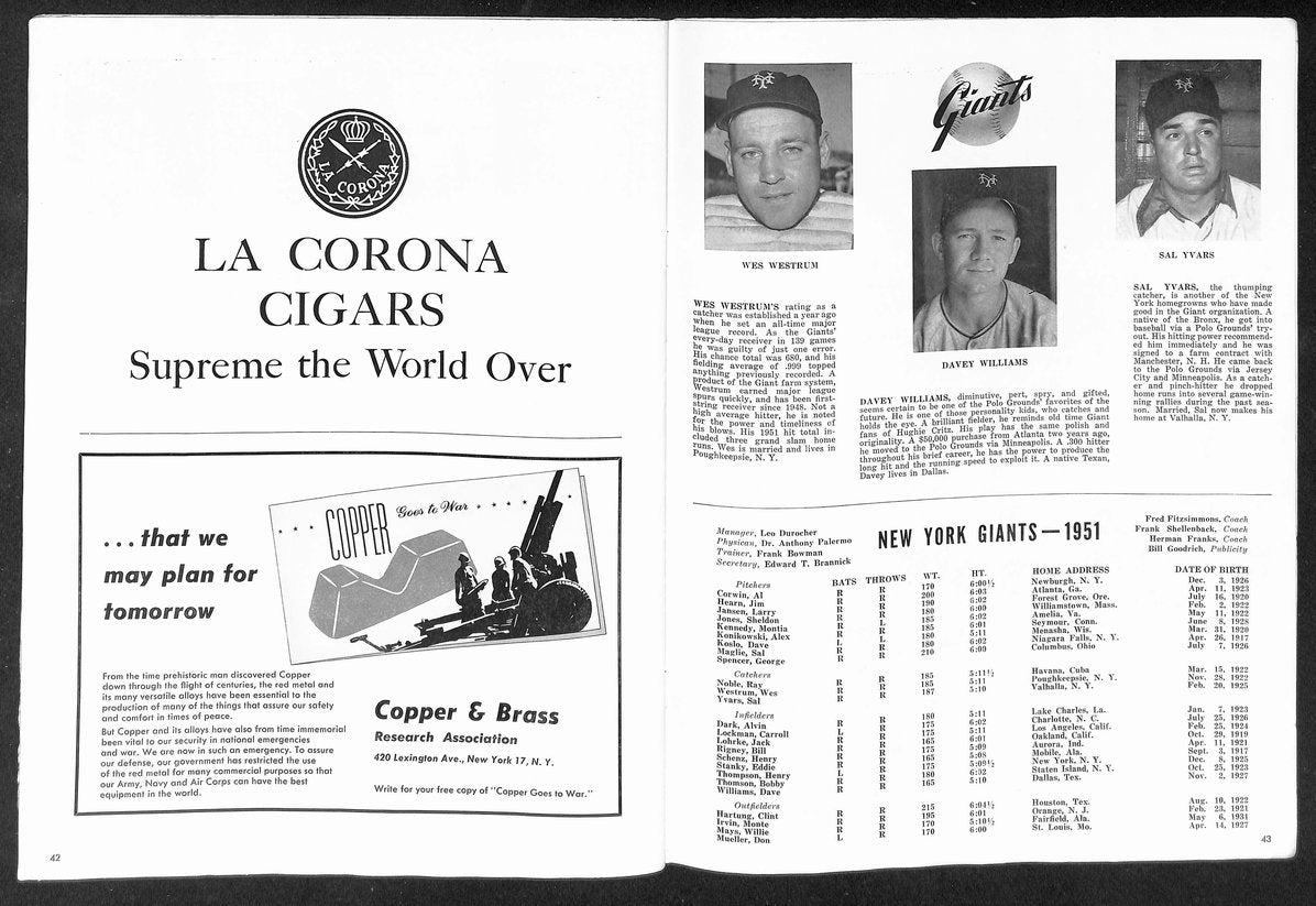 1951 World Series Program New York Giants vs. New York Yankees 215491