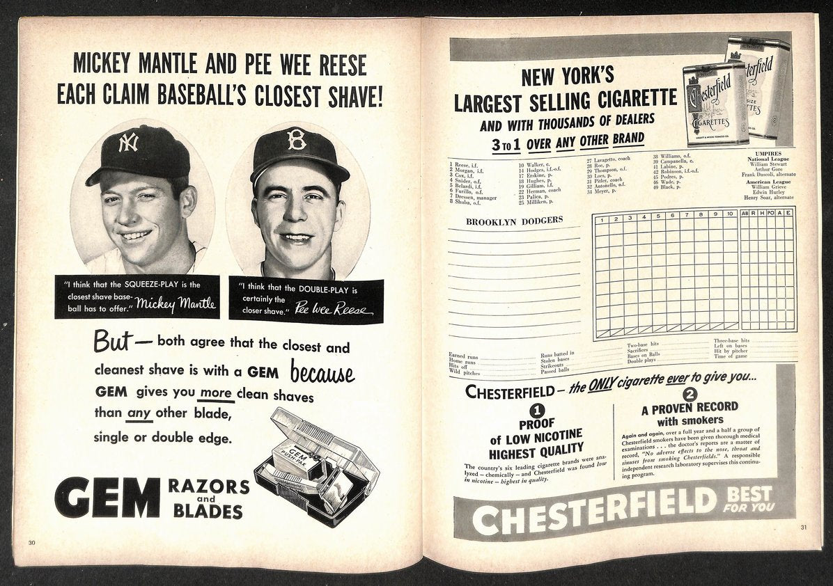 1953 World Series Program New York Yankees vs. Brooklyn Dodgers Unscored 215496