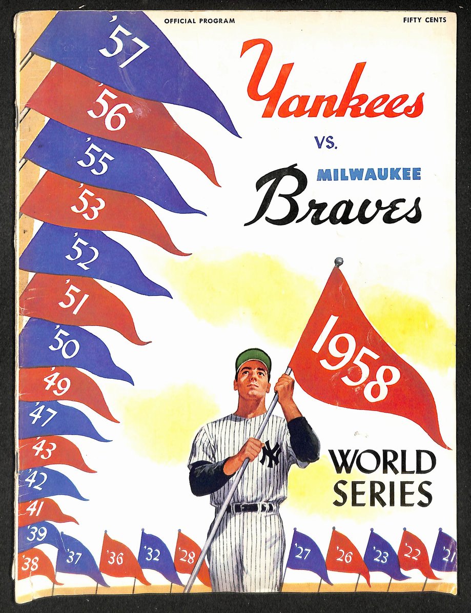 1958 World Series Program New York Yankees vs. Milwaukee Braves 215500