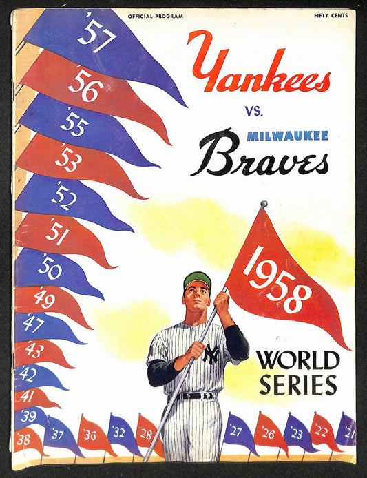1958 World Series Program New York Yankees vs. Milwaukee Braves 215500
