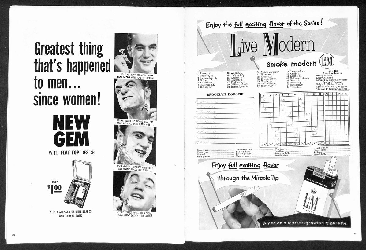 1956 World Series Program New York Yankees vs. Brooklyn Dodgers Scored 215505