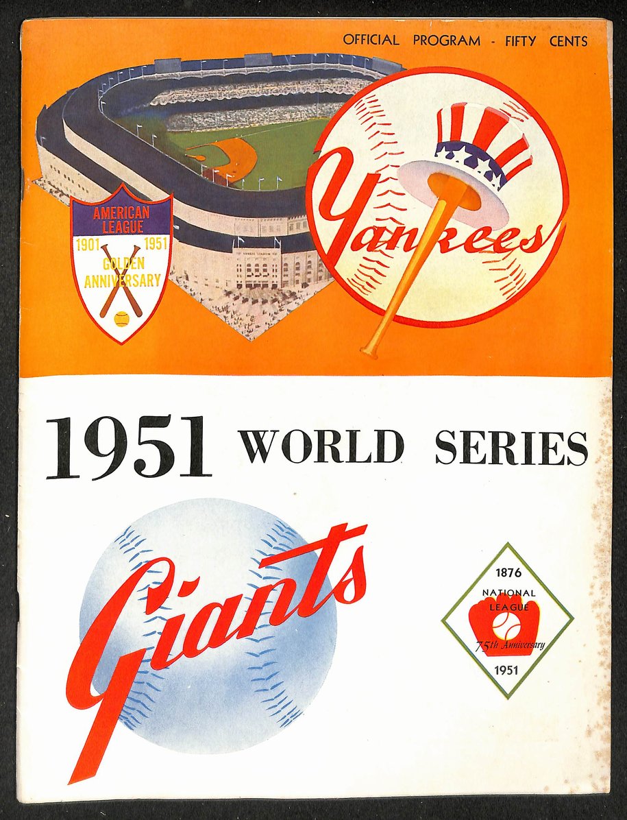 1951 World Series Program New York Giants vs. New York Yankees Scored 215507