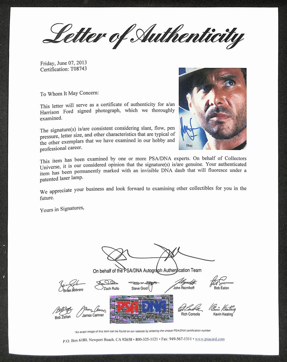 Harrison Ford Signed/Autographed 8x10 Photo Indiana Jones PSA/DNA LOA 215518