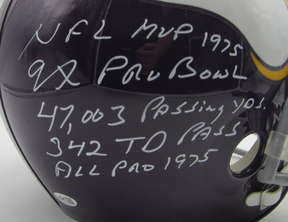 Fran Tarkenton HOF Signed/Inscribed Vikings Full Size Replica Helmet JSA 215285