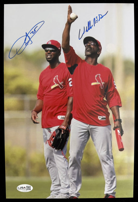 Dexter Fowler/Willie McGee Signed/Auto 8x12 Photo St. Louis Cardinals JSA 215525