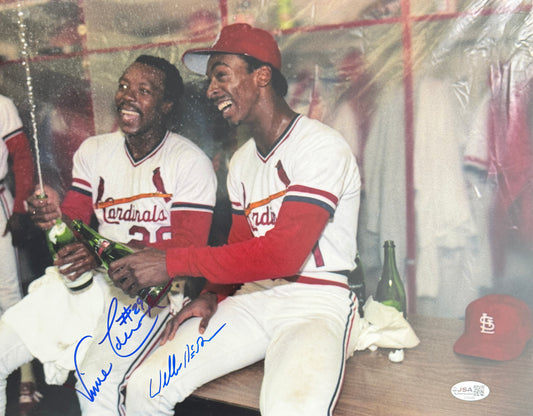 Vince Coleman/Willie McGee Dual-Signed/Auto 11x14 Photo Cardinals JSA 215526