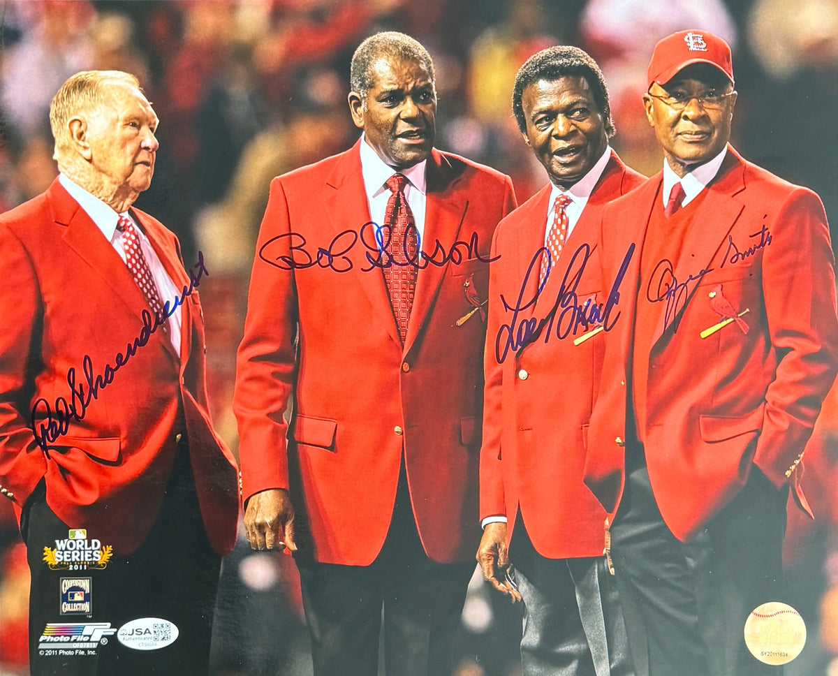 Schoendienst/Gibson/Brock/Smith Signed/Auto 11x14 Photo Cardinals JSA 215531