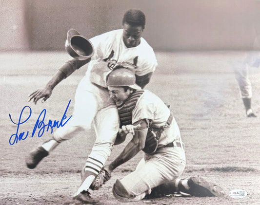 Lou Brock HOF Signed/Autographed 11x14 B/W Photo St. Louis Cardinals JSA 215534