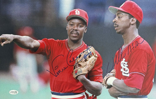 Willie McGee/Vince Coleman Dual-Signed/Auto 11x14 Photo Cardinals JSA 215535
