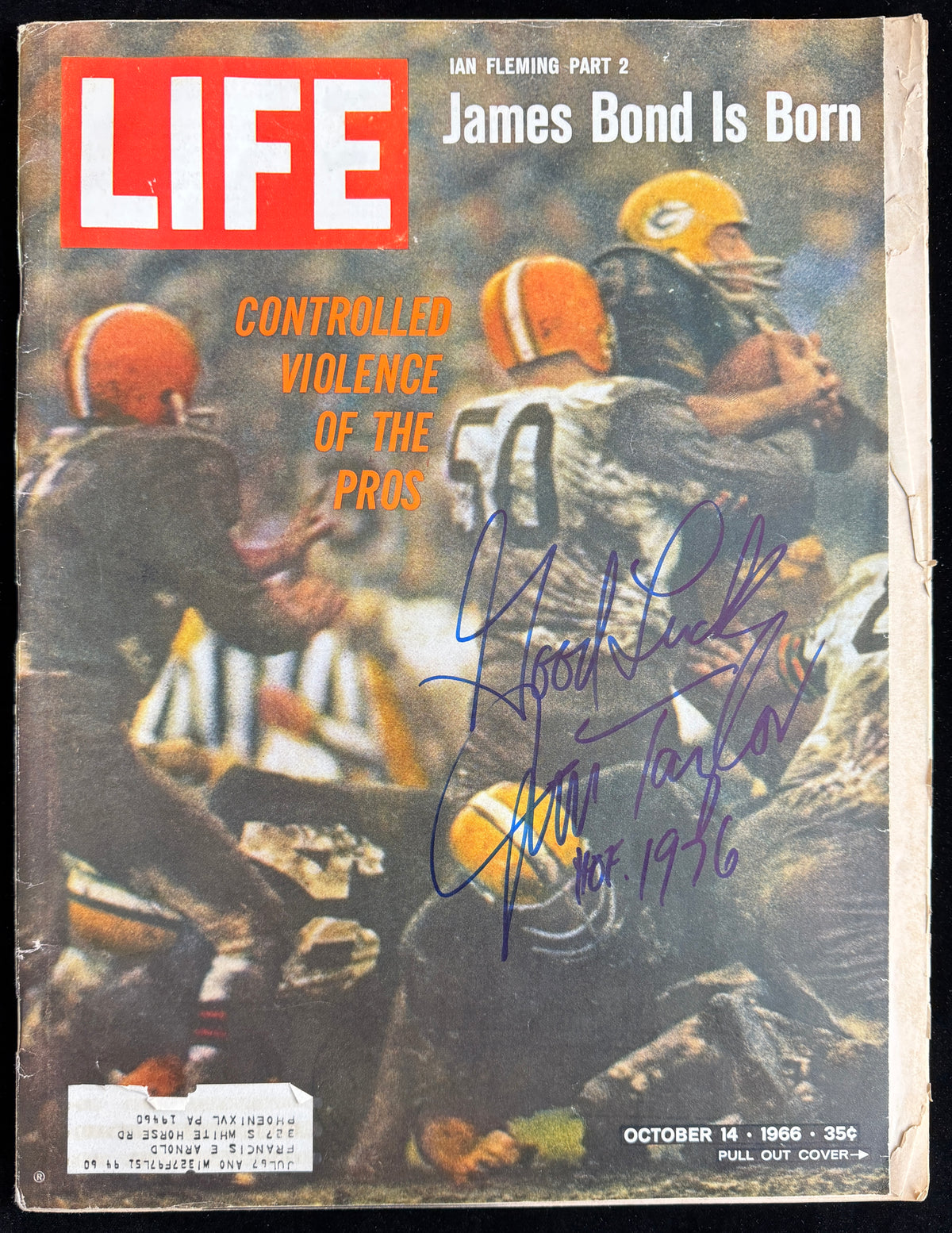 Jim Taylor HOF Packers Signed/Inscribed 11/14/1966 LIFE Magazine JSA 215538