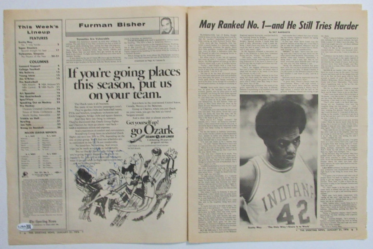 Scott May Signed/Inscr 1/31/1976 The Sporting News Indiana Hoosiers JSA 215361