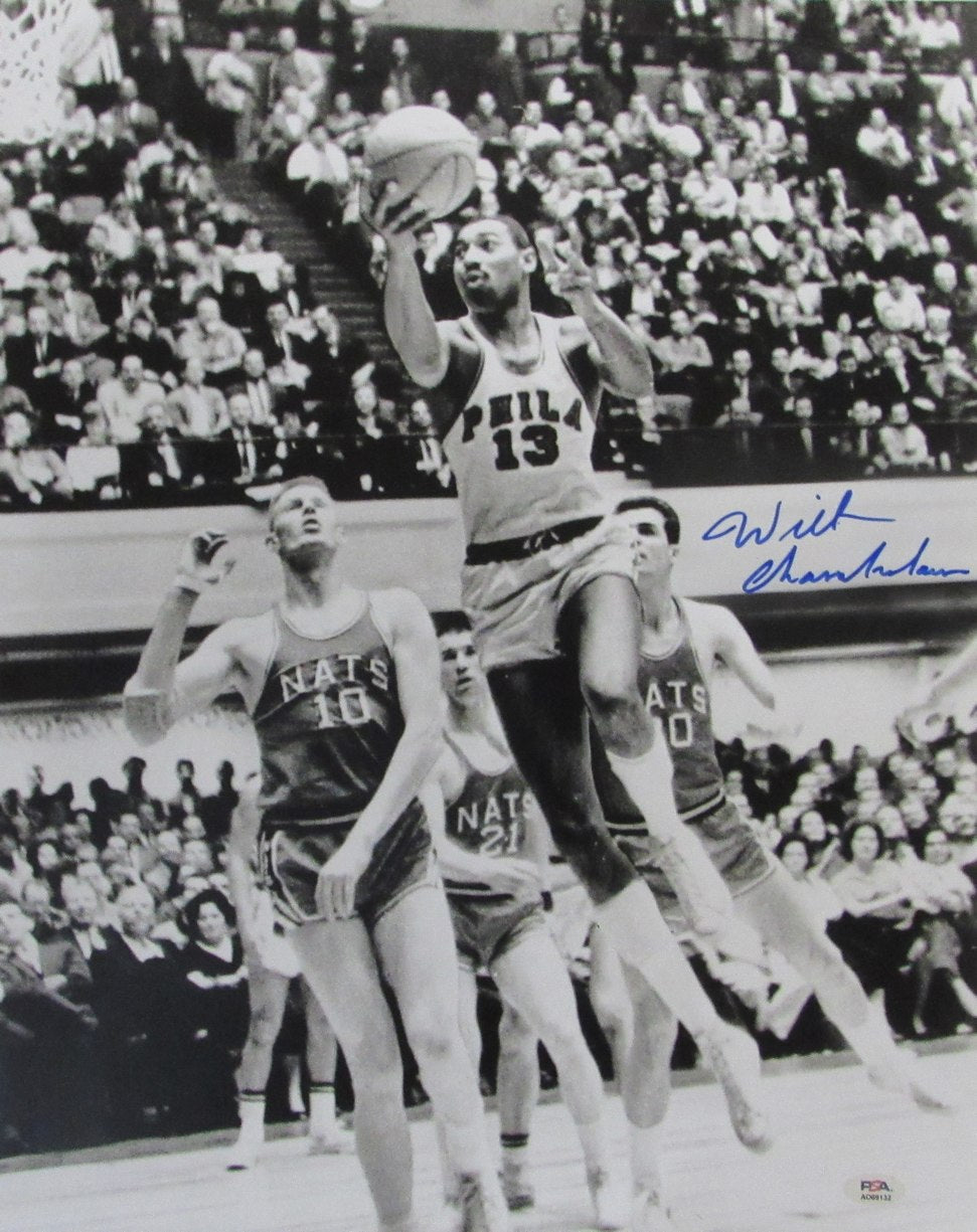 Wilt Chamberlain HOF Signed/Autographed 16x20 Photo 76ers PSA LOA 215358