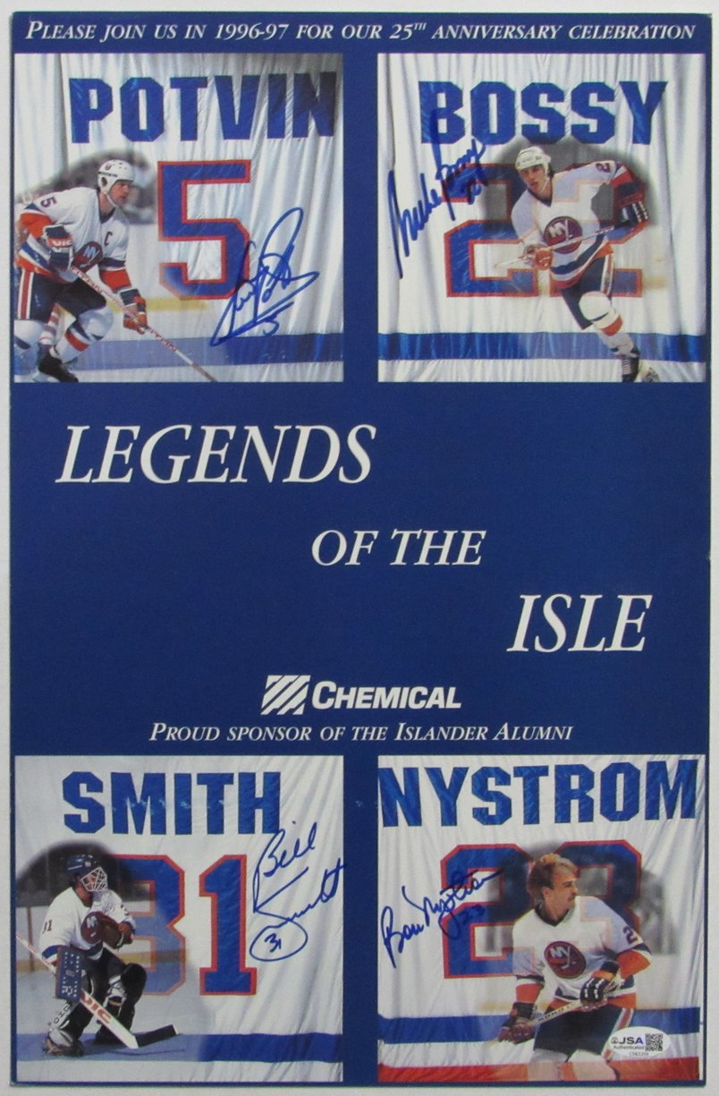 Potvin/Bossy/Smith/Nystrom Multi-Signed 11x17 Poster Islanders JSA 215360