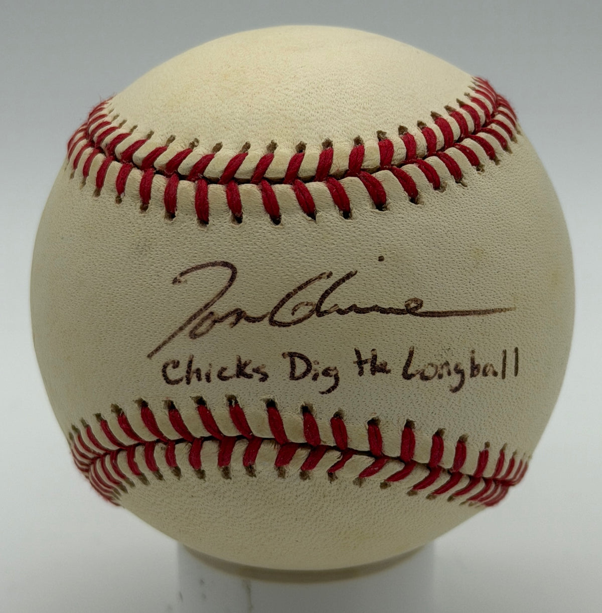Tom Glavine HOF Signed w/ Chicks Dig the Longball ONLB Baseball Braves JSA 15592