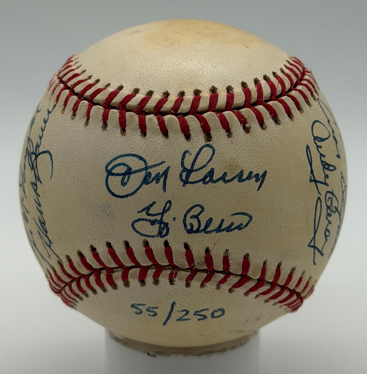 Berra HOF Larsen Slaughter Carey Bauer McDougald Signed OALB Baseball  JSA 15594