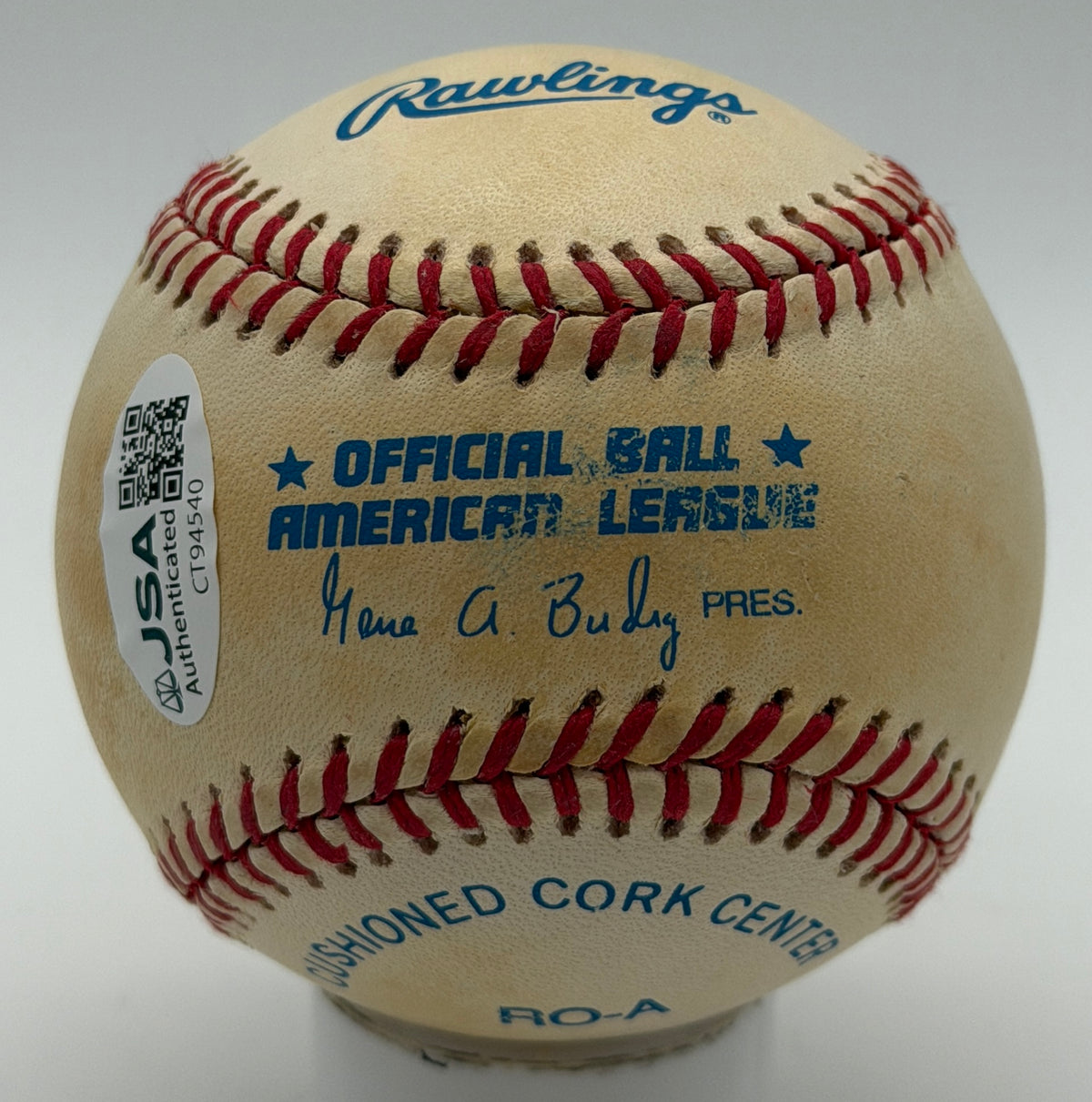 Berra HOF Larsen Slaughter Carey Bauer McDougald Signed OALB Baseball  JSA 15594