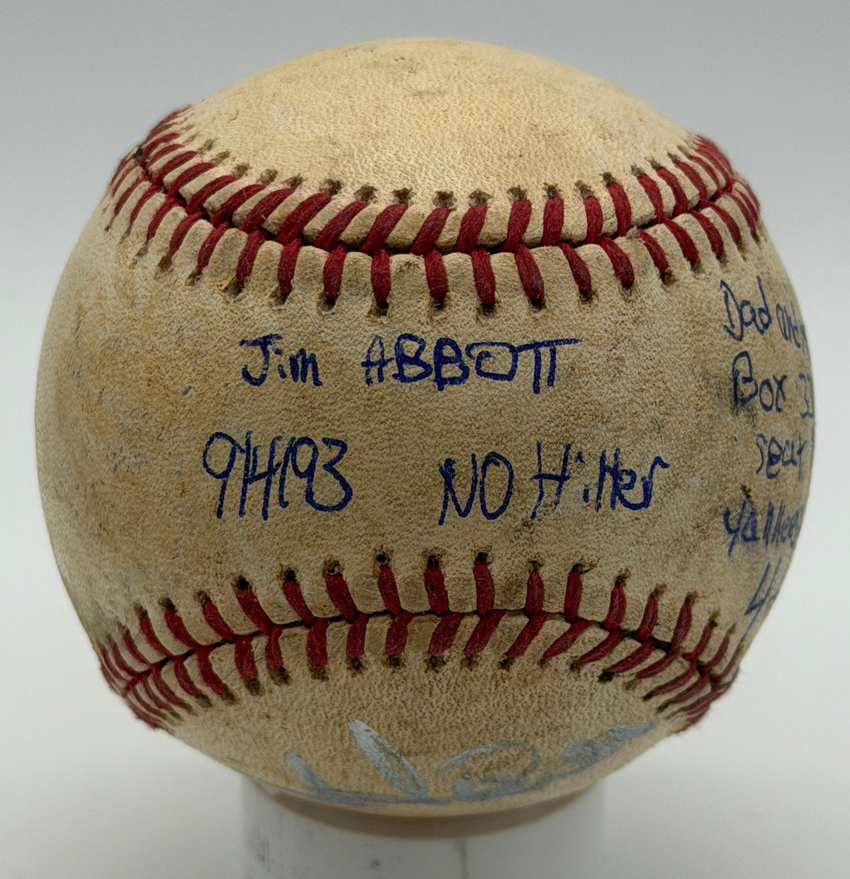 Jim Abbott Signed/Autographed OALB Baseball Angels JSA 215599