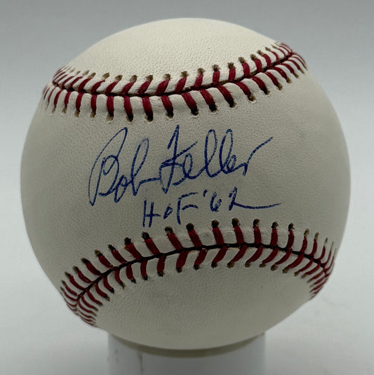 Bob Feller Signed/Autographed w/ HOF 62 Insc OMLB Baseball Indians JSA 215609