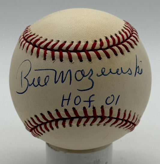 Bill Mazeroski Signed/Autographed w/ HOF 01 Insc ONLB Baseball Pirates JSA 215617