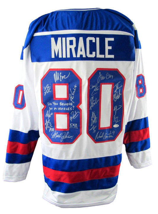 1980 Miracle on Ice Team USA Olympic Hockey Jersey Team Signed (17) JSA 215378