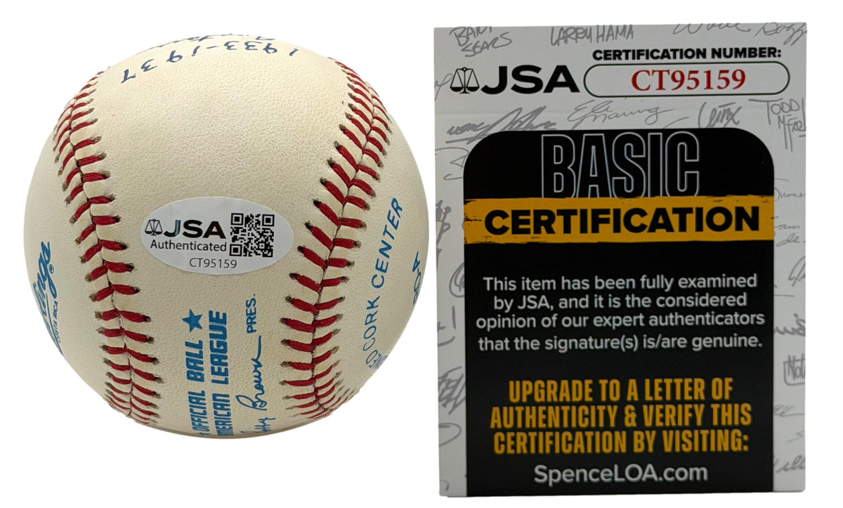 Rick Ferrell HOF Signed/Autographed w/ Insc OALB Baseball Red Sox JSA 215639