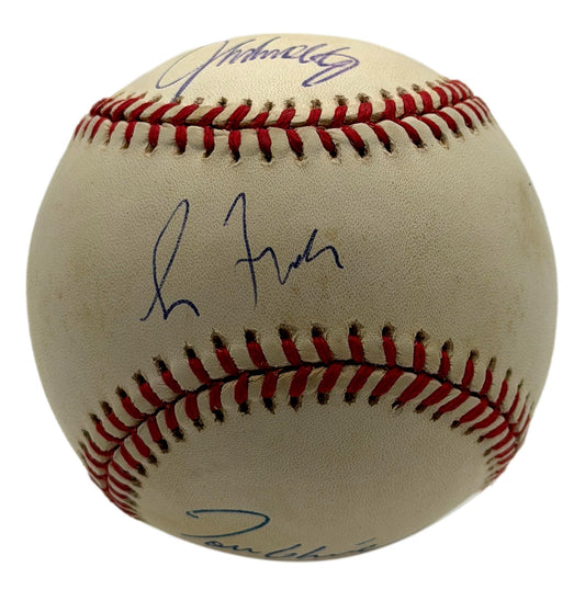 Maddux Glavine & Smoltz HOF Signed/Autographed ONLB Baseball Braves JSA 215657