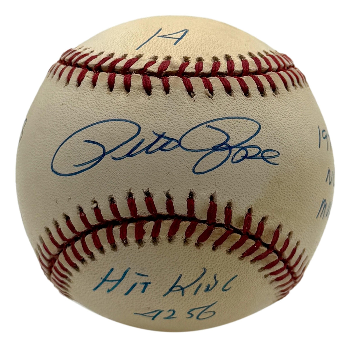 Pete Rose Signed w/ Multiple Insc ONLB Baseball Phillies Reds JSA 215666