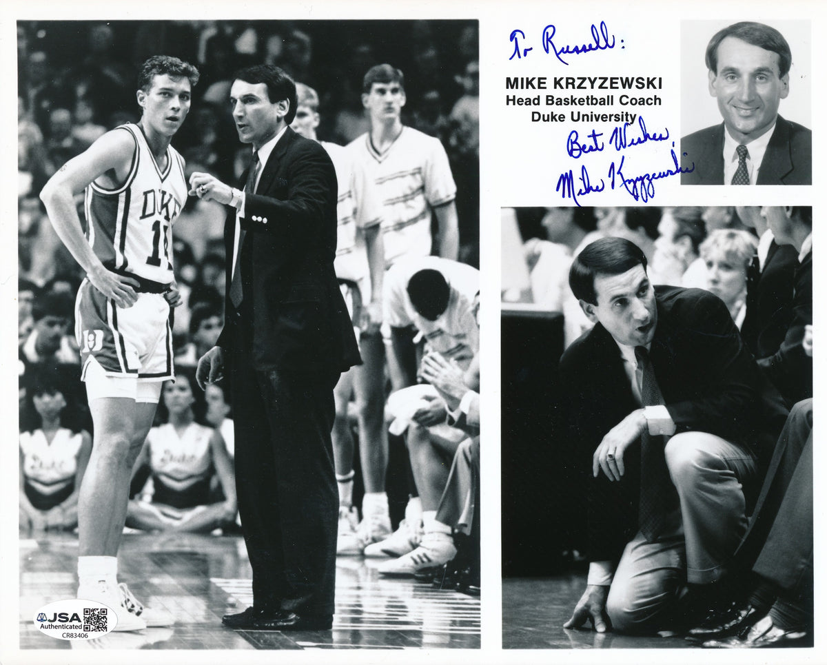 Mike Krzyzewski Signed/Inscribed 8x10 B/W Photo Collage Duke JSA 211707