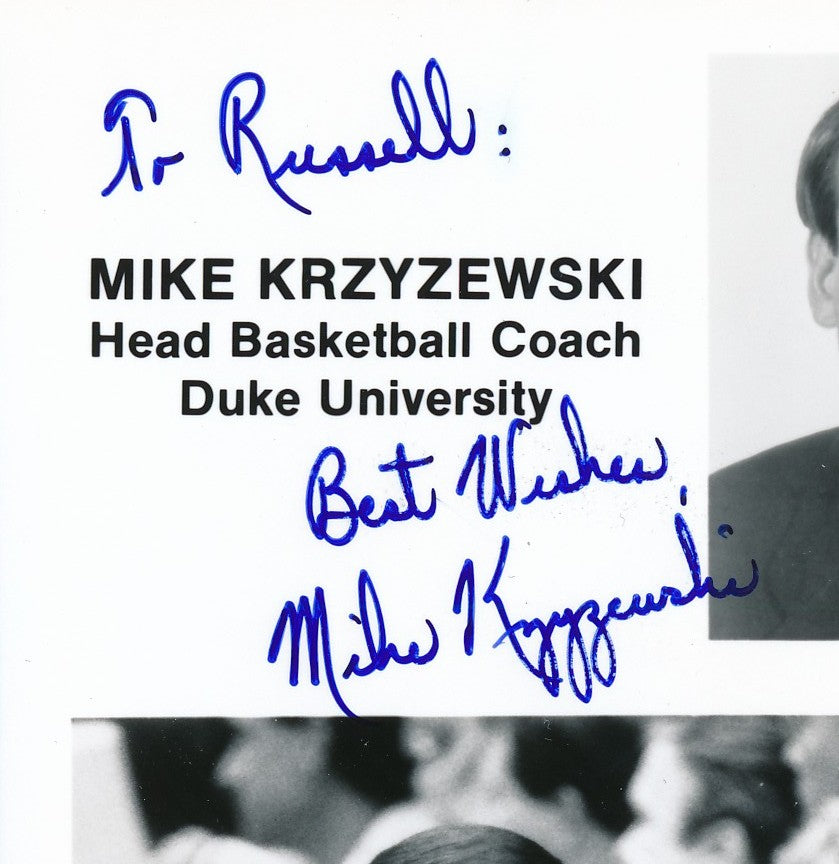 Mike Krzyzewski Signed/Inscribed 8x10 B/W Photo Collage Duke JSA 211707