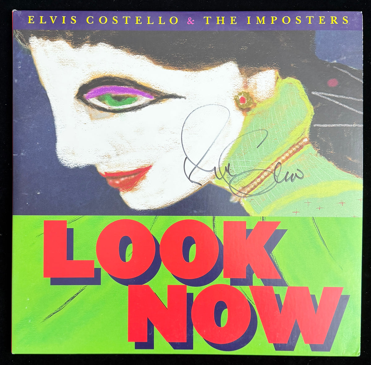Elvis Costello Signed/Auto The Imposters "Look Now" Vinyl LP Album JSA 215542