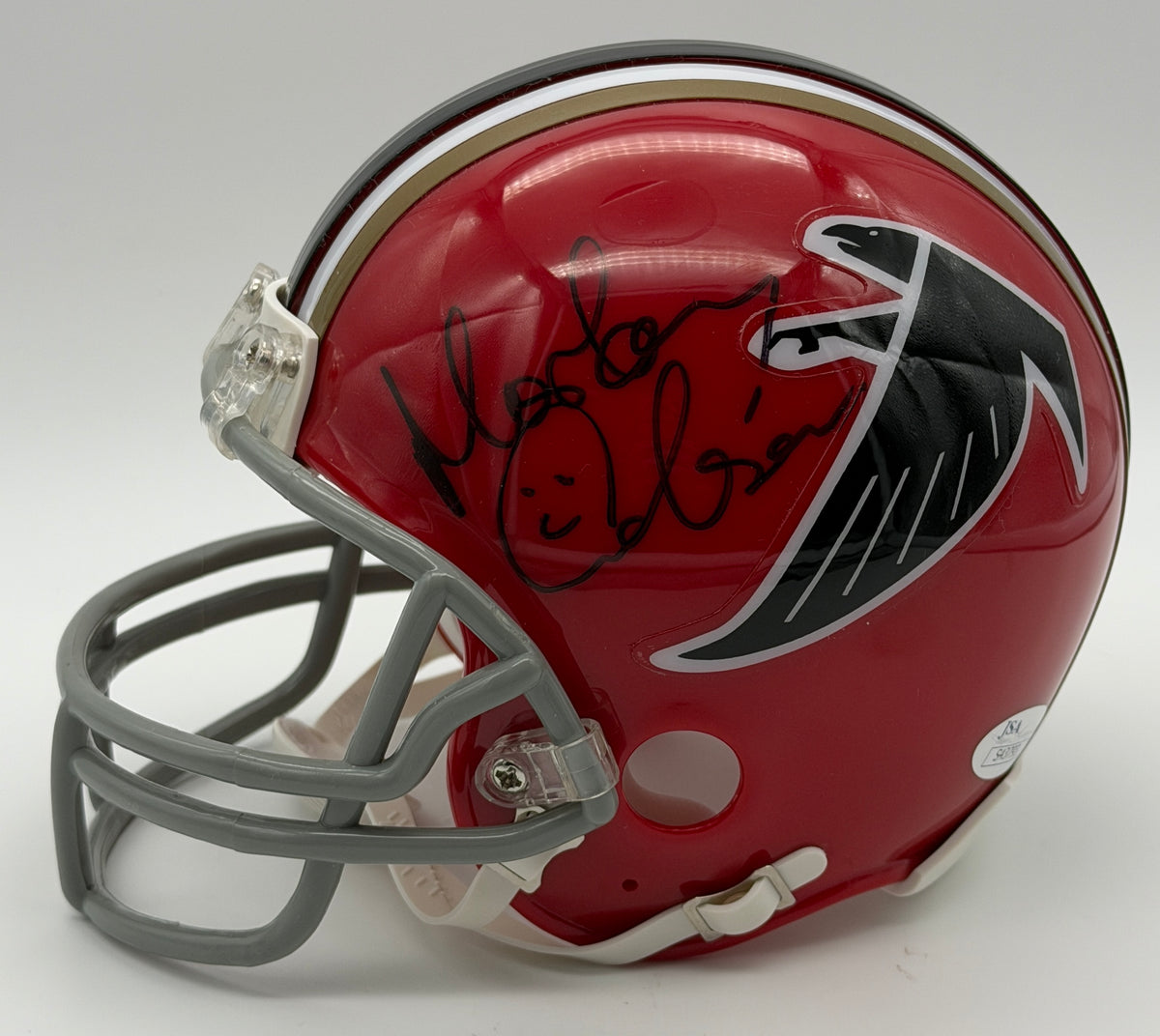 Morten Andersen HOF Signed/Autographed Falcons Mini Football Helmet JSA 215551
