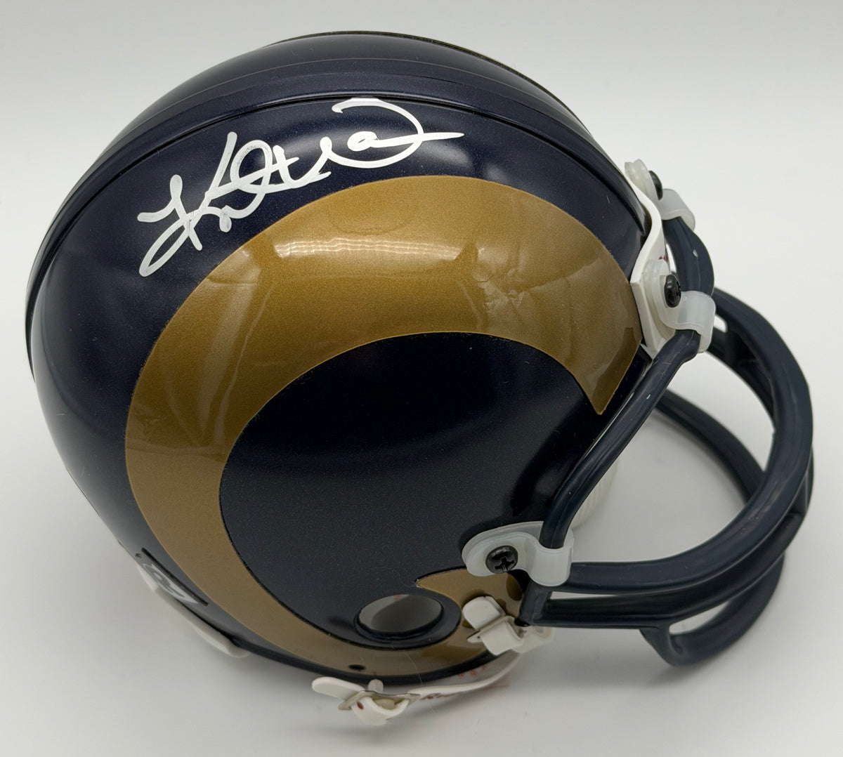 Kurt Warner HOF Signed/Autographed Rams Mini Football Helmet JSA 215556